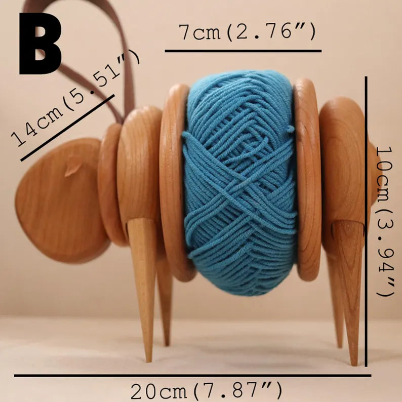 Wooden Yarn Holder,Sheep Shaped Yarn Dispenser,Portable Knitting Crochet Accessory handmad