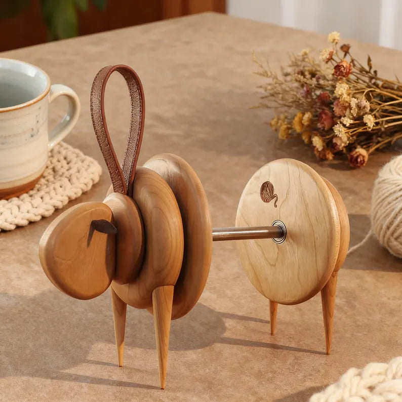 Wooden Yarn Holder,Sheep Shaped Yarn Dispenser,Portable Knitting Crochet Accessory handmad